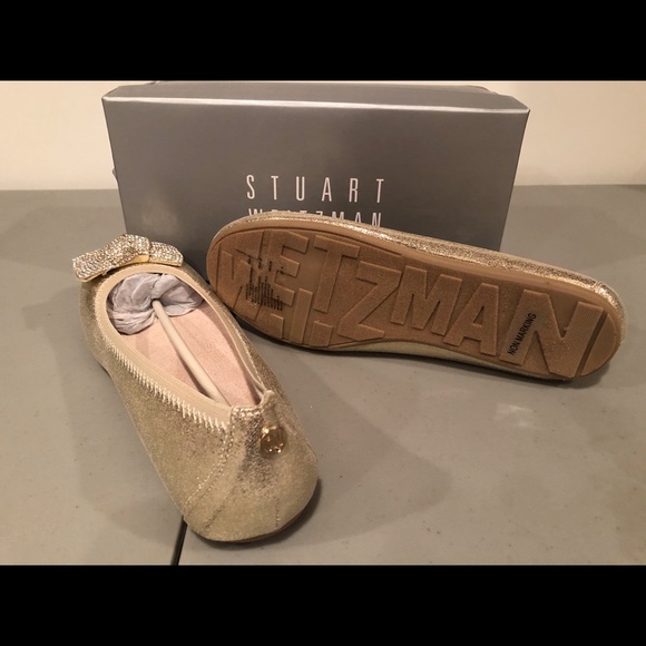 Stuart Weitzman Other - Stuart Weitzman Fannie Glitz Ballet Flat Champagne